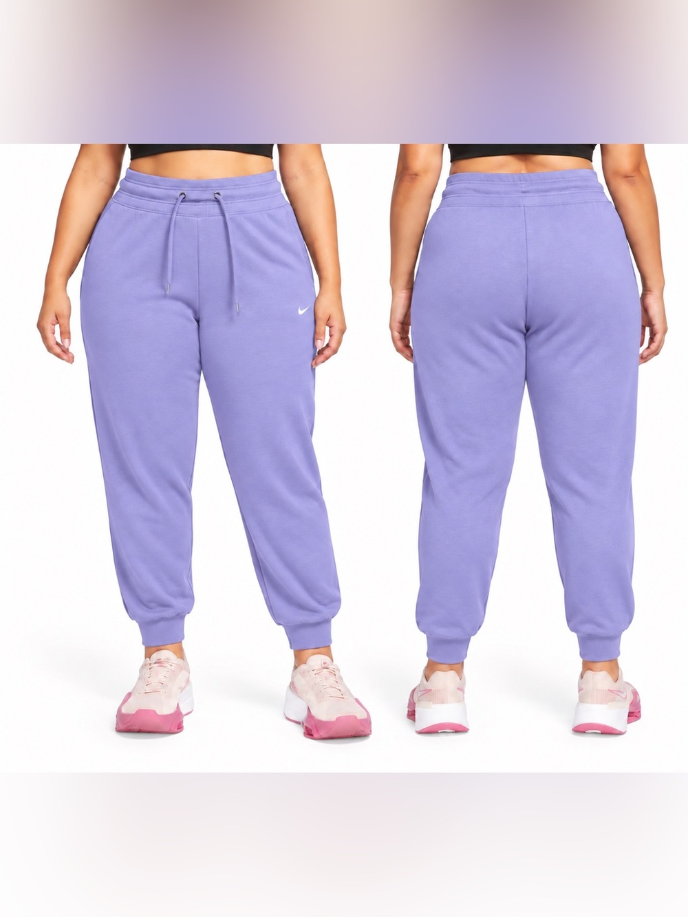 NIKE Women’s Light Purple Fleece Jogger Sweatpants Drawstring Pockets Logo XXL